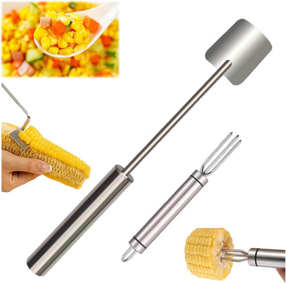 Corn Peeler, Corn Kernel Removers, Long Handle Stainless Steel Corn Stripping Tool Thresher Scraper for Home Kitchens, Restaurant Chefs