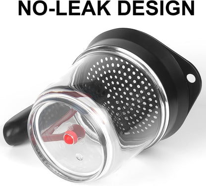 Fat Separator with Bottom Release - 4 Cup/32oz Gravy Separator, Grease Skimmer with Top Strainer & Measurement Marks - Heat Resistant Oil Separator for Healthy Cooking, Soup, Sauce & Stock