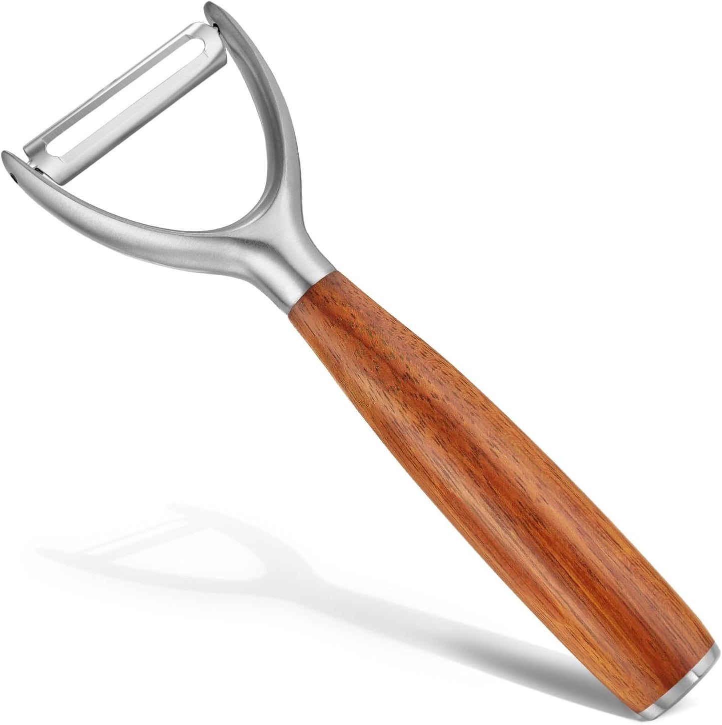 Serrated Blade Premium I Type 304 Stainless Steel Multifunctional Kitchen Peeler Real Wood Handle Ultra Sharp Blade Vegetable Potato Apple（Agarwood）