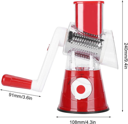 Rotary Cheese Grater Shredder, Multifunctional Cheese Grater Hand Crank Vegetable Cutter Manual Food Grater Shredder Chopper Kitchen Accessories(Red)