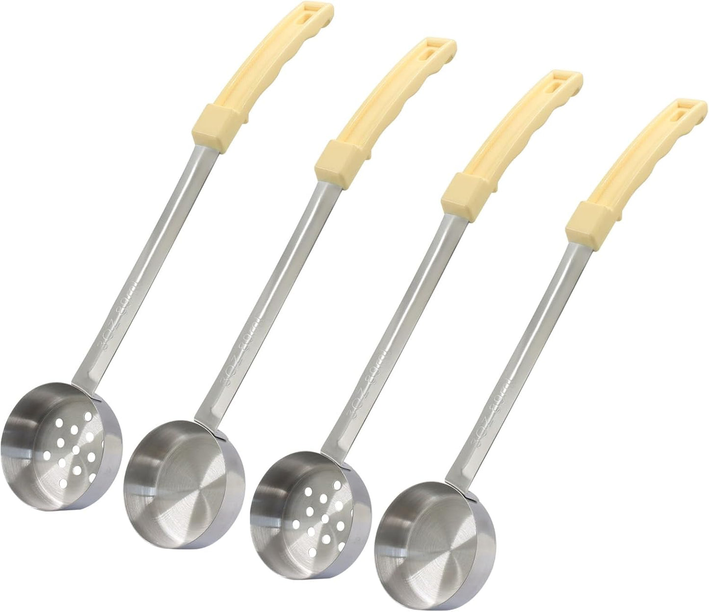 Hordion 4 Pcs Portion Control Serving Spoons Ladle Scoops, Food Measuring Ladle Utensils Proportion Manage Slotted and Unslotted Scoops for Weight Loss(Blue, 8oz)