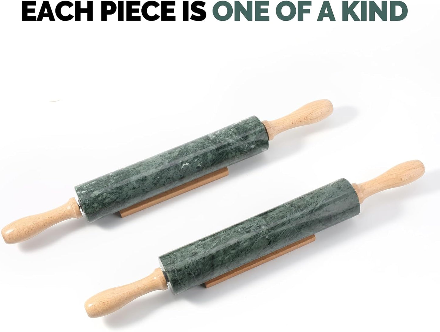 Koville African Natural Marble Rolling Pin, Non-Stick Polished Dough Roller, Pasta, Dumpling, Fondant, Pie Crust, Bread, Pizza Dough, Kitchen Baking Pastry Tools with Mat/Scraper（Namib Fantasy）