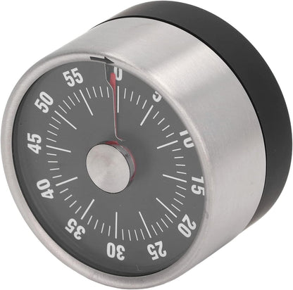 Minute Timer, Easy To Use High Accuracy Stainless Steel 70db Alert Magnet Design Magnetic Timer for Cooking(black)