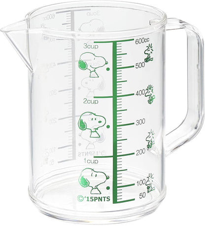 OSK MC-2 Measuring Cup, Snoopy Measuring Cup, Large, 20.3 fl oz (600 ml), Made in Japan, Graduated, Boiling Water, Handle, Cute, Stylish, Easy to Use, Easy to Pour, For Cooking, Clear