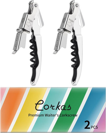 CORKAS Wine Key - Professional Handcrafted Heavy Duty Waiter Corkscrew, Compact Wine Opener with Double Hinged, Foil Cutter and Bottle Opener, Gifts for Servers, Sommelier, Bartenders - Red