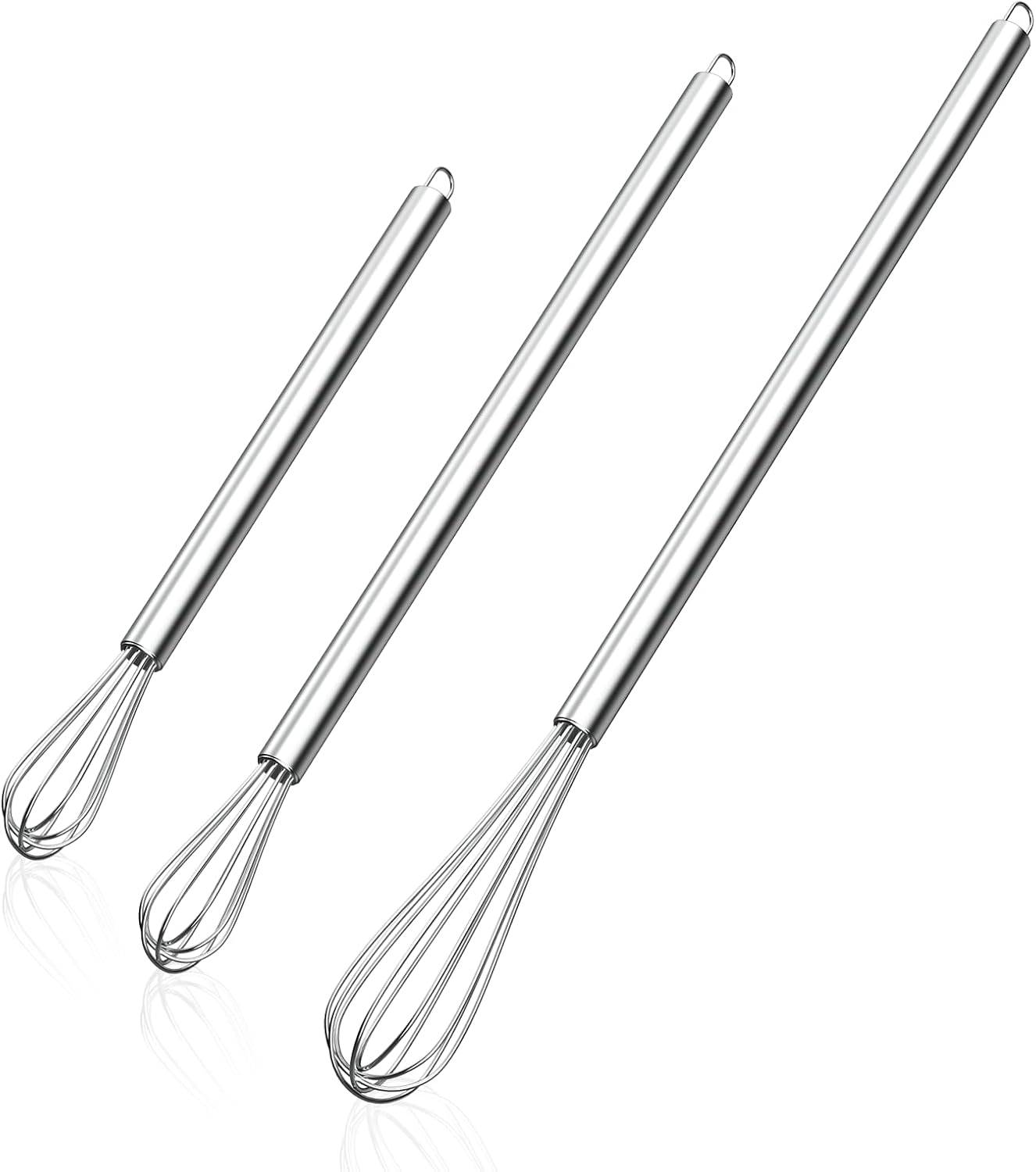 NileHome Stainless Steel Whisk 8" Hand Blender + 10" Semi-Automatic Rotary Kitchen Whisk Kitchen Wisk Wire Whisks for Cooking, Whisking, Blending, Beating, Stirring- 2 Pack...
