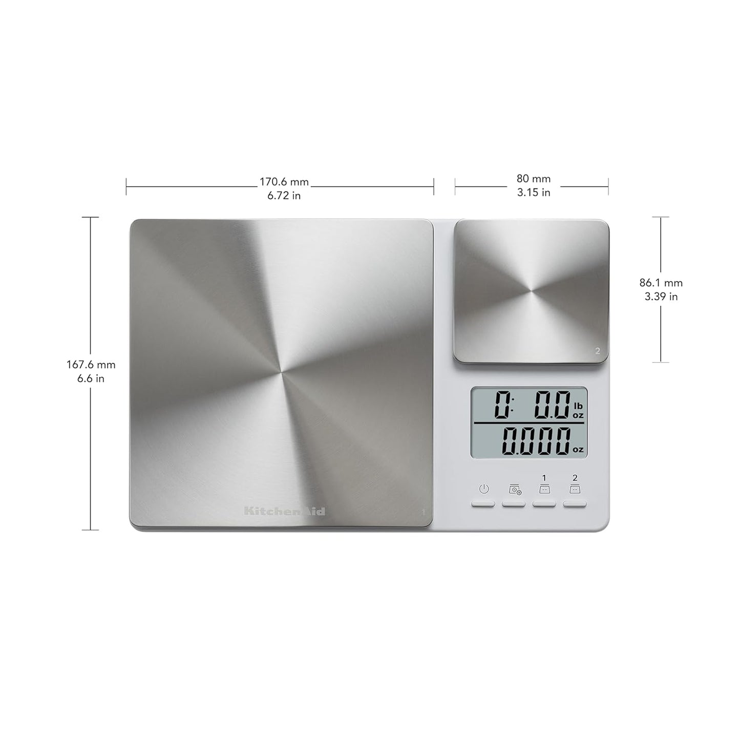 KitchenAid KQ909 Dual Platform Digital Kitchen and Food Scale, 11 pound capacity and Precision 16oz capacity, Black with Stainless Steel