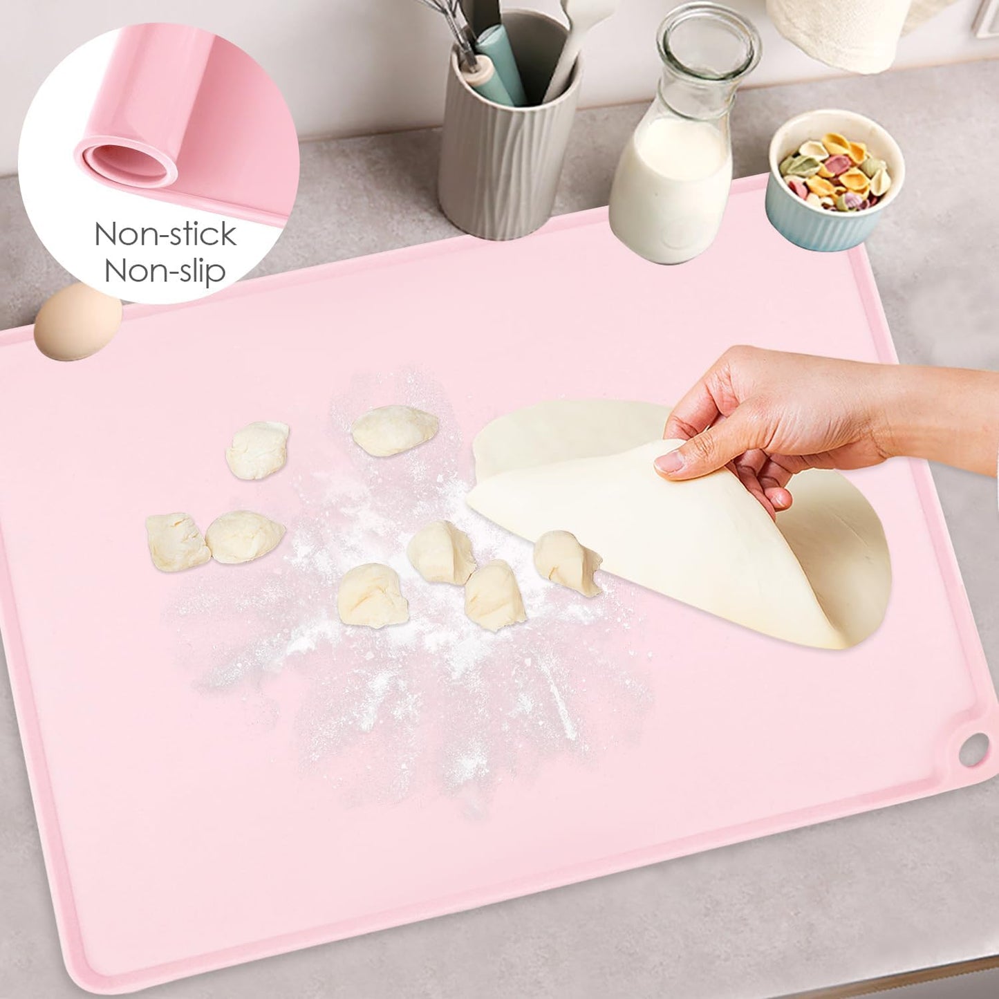 Standard Silicone Mat,Black Baking Mat-Food Grade Kids Dinner Table Placemat Non Slip Counter Mat with Raised Edges Heat Resistant Mat for Air Fryer Nonstick Pastry Dough Mat(1 Pack 23.6'' x 15.7'')