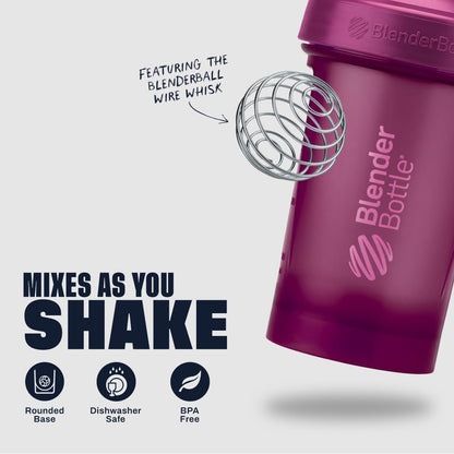 BlenderBottle Classic V2 Shaker Bottle Perfect for Protein Shakes and Pre Workout, 28-Ounce, Clear/Black