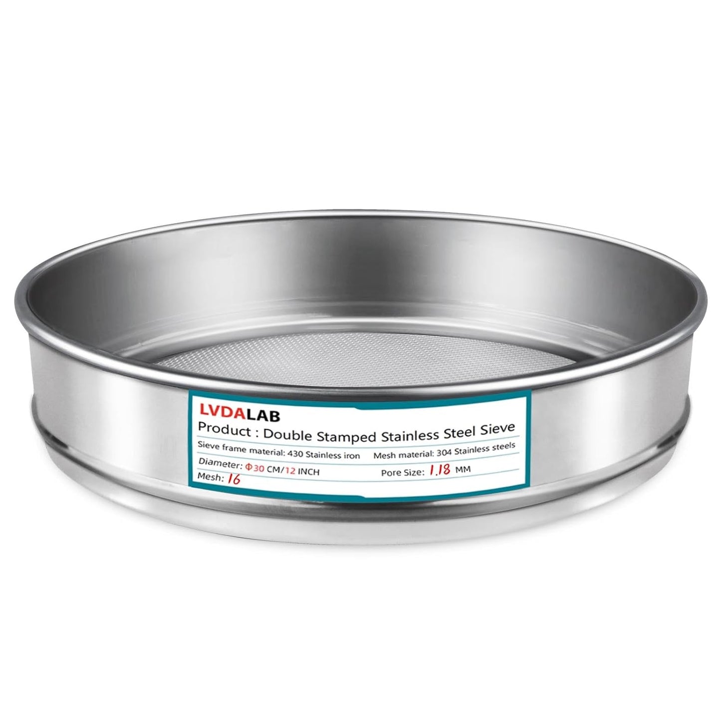 304 Stainless Steel Lab Sieve Screen Mesh, 6 Mesh(3.5mm) Aperture Test Sieve, 12Inch(30cm) Diameter Economy Standard Analysis Sample Test Sieves for Industrial Laboratory Homes - Colors A