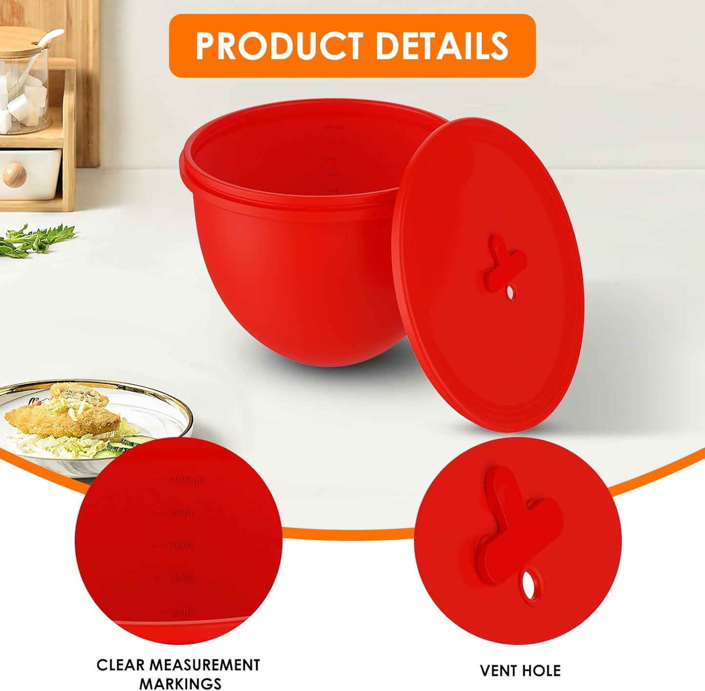 Omoiyari Premium MultiColors 3-Pack Silicone Bowl Liners with Lids for KitchenAid 7-Qt Bowl-Lift (Only), 2mm Extra-Thick Silicone, Odour-Free,Air Valves for Dough Proofing,Dishwasher Safe, BPA Free