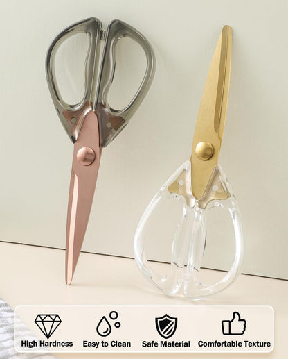Heavy Duty Kitchen Scissors, Titanium Coated All Purpose Shears - Extra Sharp Detachable Blades for Poultry, Chicken Bones, Meat, Vegetables, Herbs | Micro Serrated & Ergonomic Handle