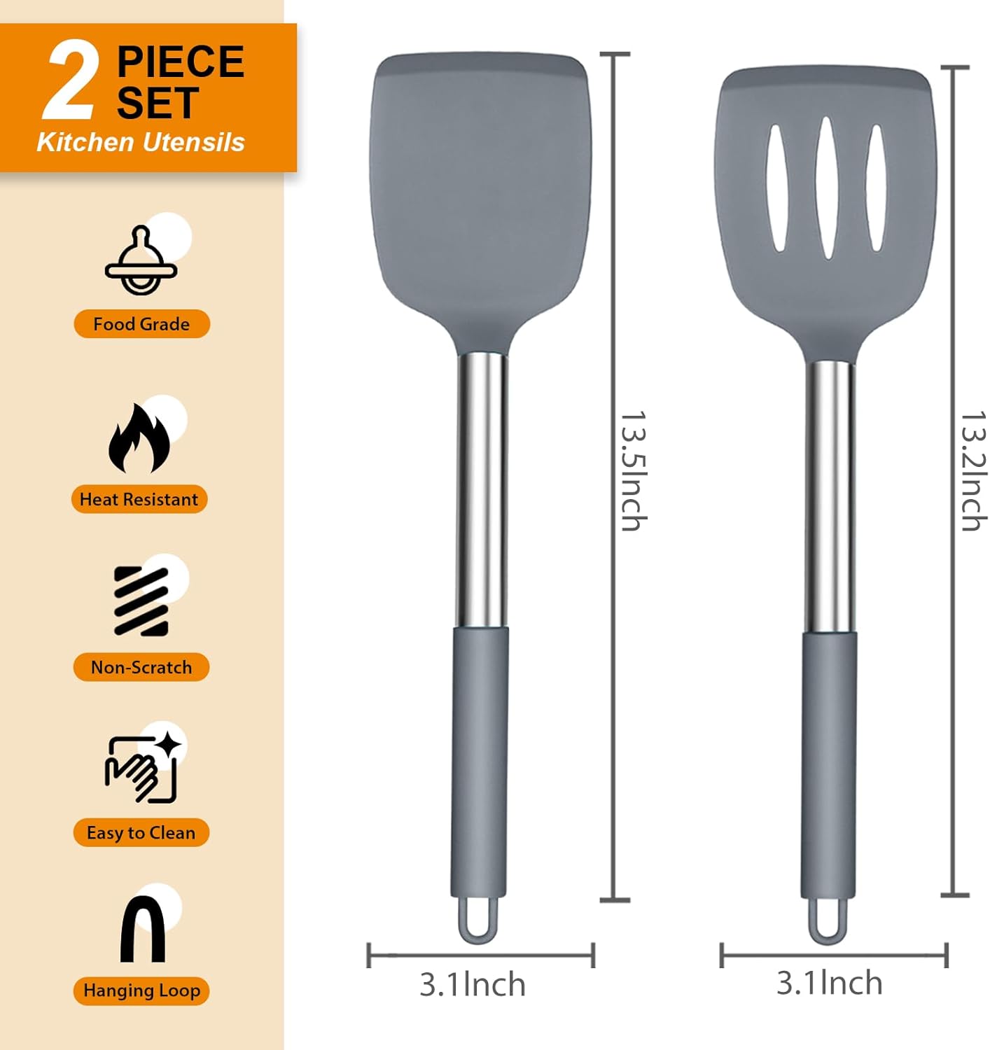 E-far Cooking Utensils Set of 4, Silicone Kitchen Utensils for Non-stick Cookware, Heat Resistant & Non-toxic Slotted Spatula Solid Spoon Turner for Flipping Mixing Serving Basting(Black)
