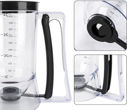 Complete Pancake & Cupcake Batter Dispenser Set - 4 Cup Capacity with Silicone Spatula, Basting Brush & Egg Rings - BPA Free All-In-One Breakfast & Baking Kitchen Tool for Home Cooking