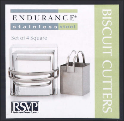 RSVP International Endurance Round Biscuit Cutters - Stainless Steel, Set of 4 | Nest for Easy Storage | For Cutting Thick or Thin Dough | Professional | High Handle Arch