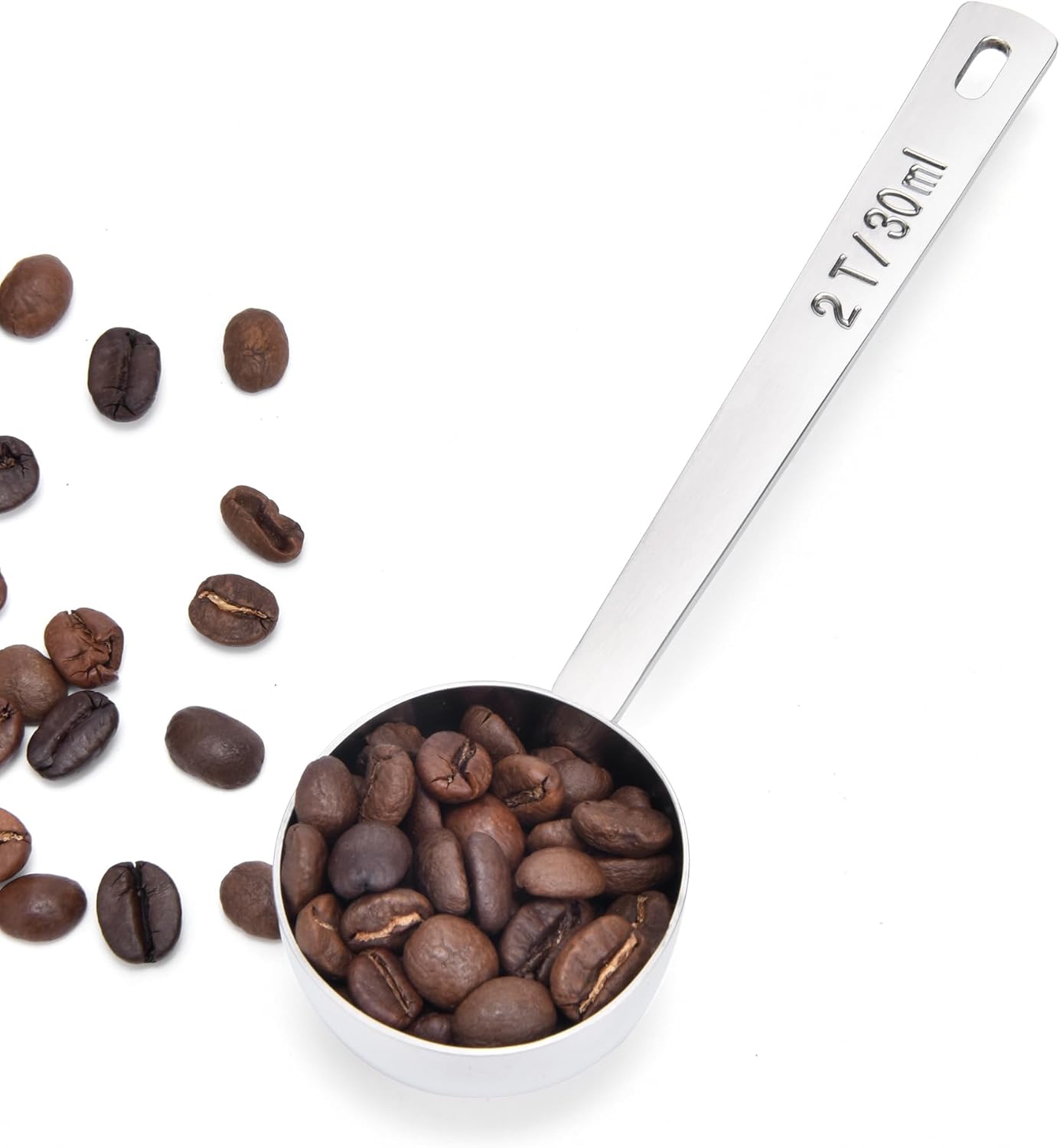 Long Handle Coffee Scoop: 5.64 Inch 18/8 Stainless Steel 1 Tablespoon Metal Measuring Spoon Tbsp Scoop for Coffee Beans, Grounds Coffee, Coffee Powder, Tea, Tall Jars (1Tbsp/15ml)