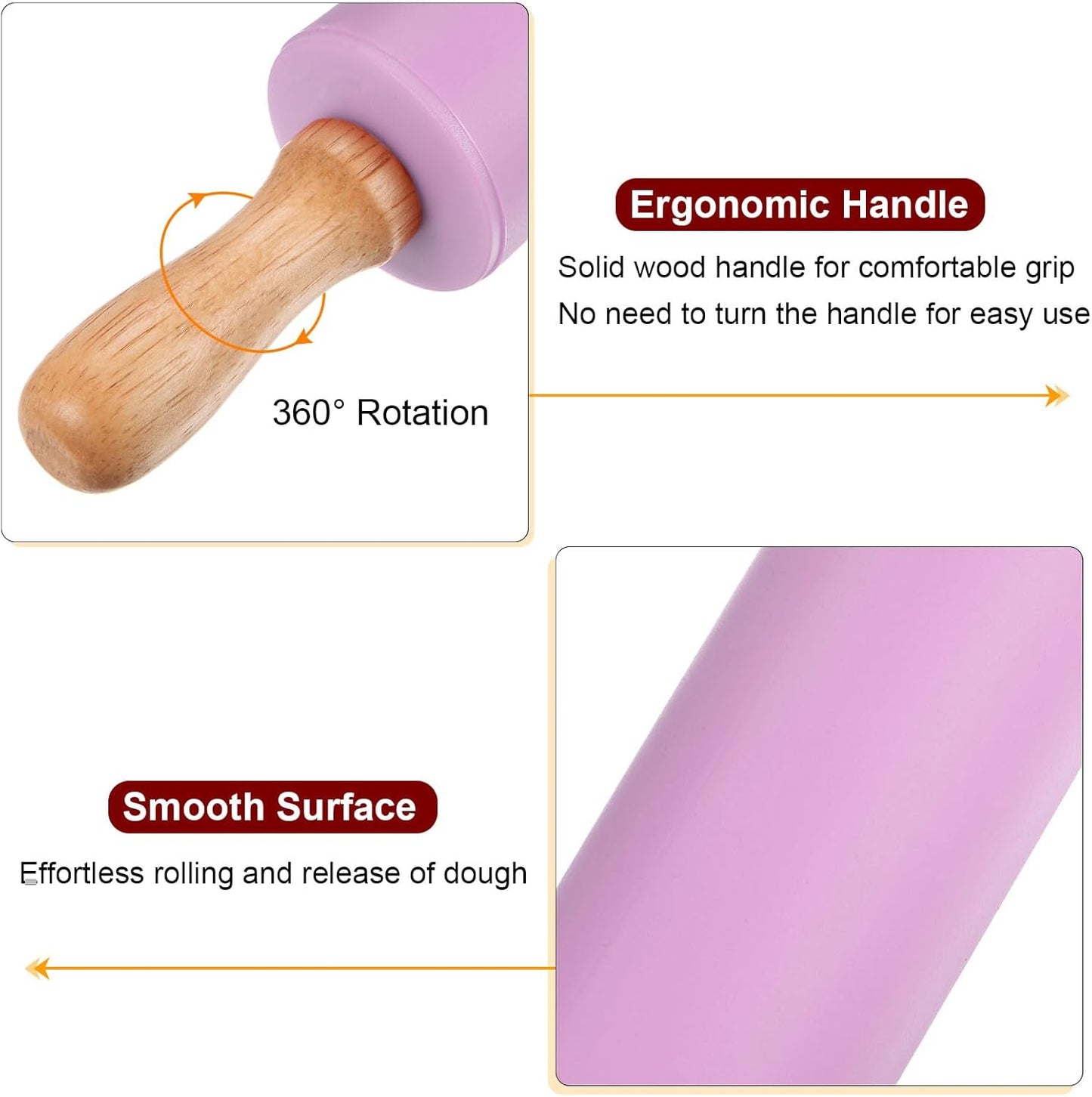 HARFINGTON Silicone Rolling Pins for Baking 12.2 Inch Non-Stick Silicone Surface Wooden Handle Rolling Pin Small Roller Playdough Rolling Pins for Fondant Kitchen Dough Pizza, Green