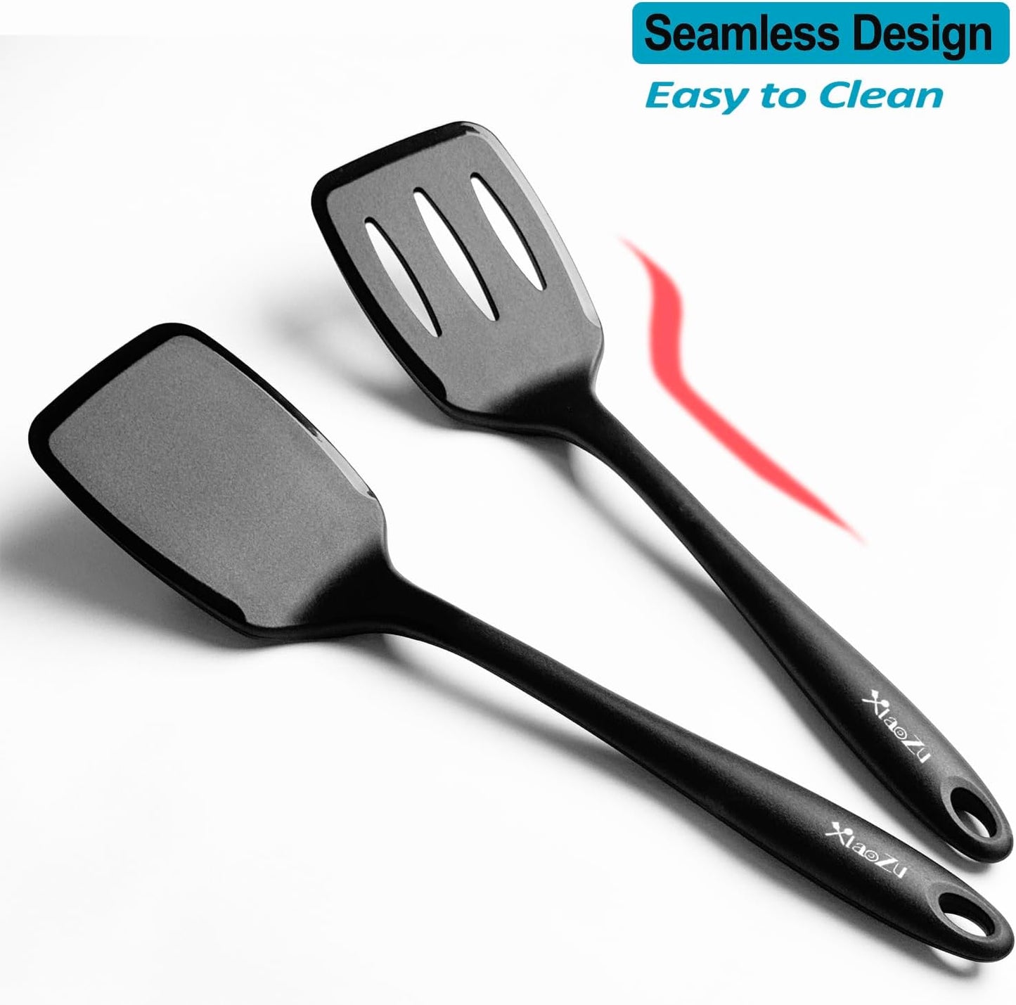 Silicone Spatula Turner Set, High Heat Resistant Spatulas with Seamless One Piece Design, Nonstick Rubber Flippers Utensils for Baking & Cooking,BPA-Free, Starry Blue,11IN