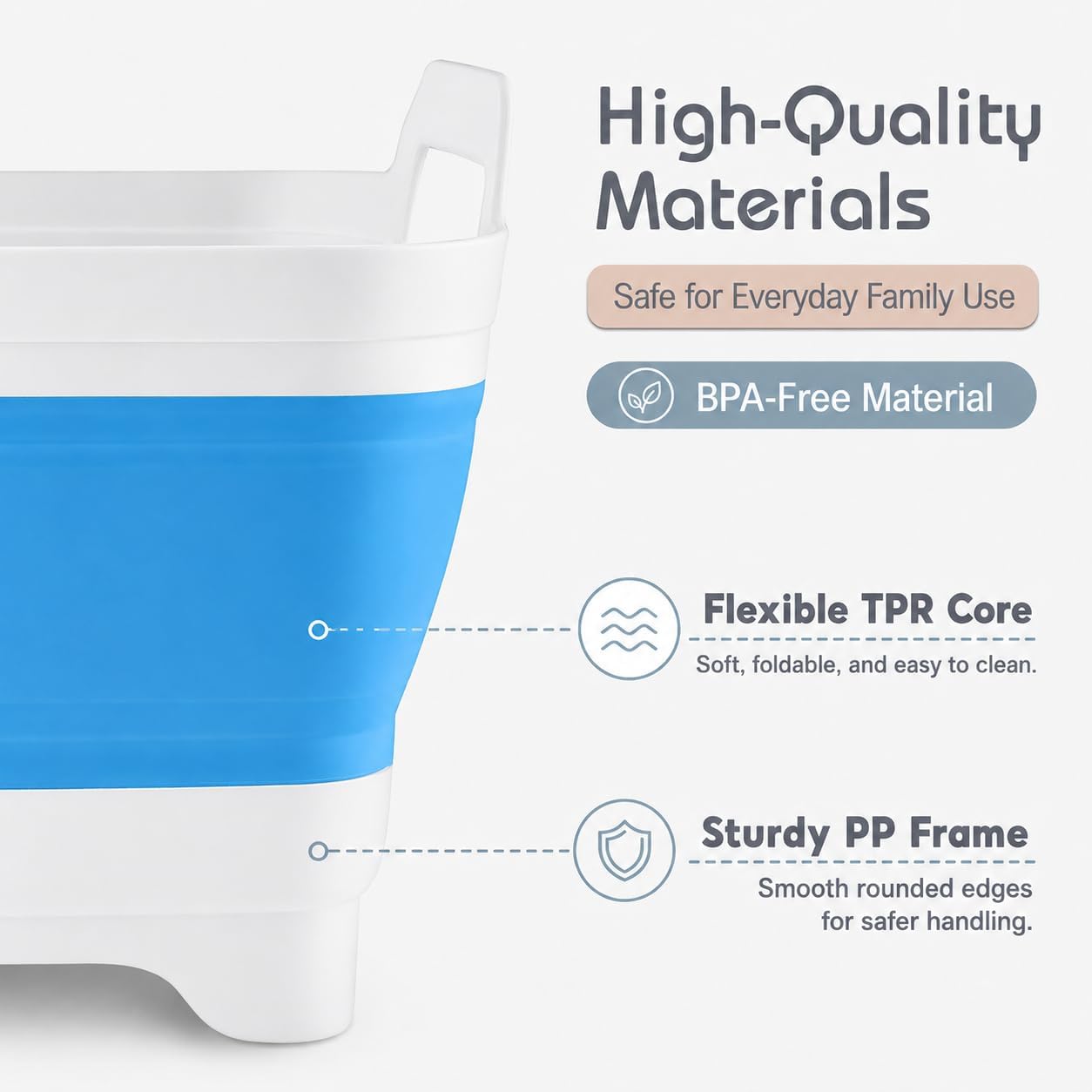 2.4 Gal(9L) Collapsible Dish Basin with Drain Plug, Space Saving Outdoor Multiuse Foldable Sink Tub, Dishpan, Kitchen Storage Tray for Camping, Vegetable Washing, RV (Gray)