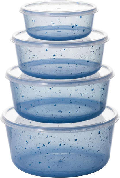 4Pcs stackable Plastic Bowls with Lids Set for Kitchen, Safe BPA Free Non Toxic Serving Bowl Bowls small