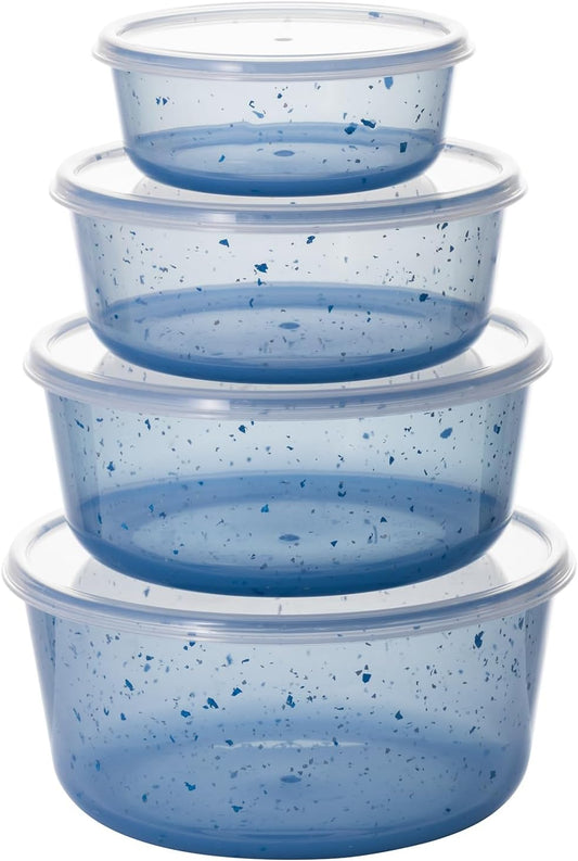 4Pcs stackable Plastic Bowls with Lids Set for Kitchen, Safe BPA Free Non Toxic Serving Bowl Bowls small