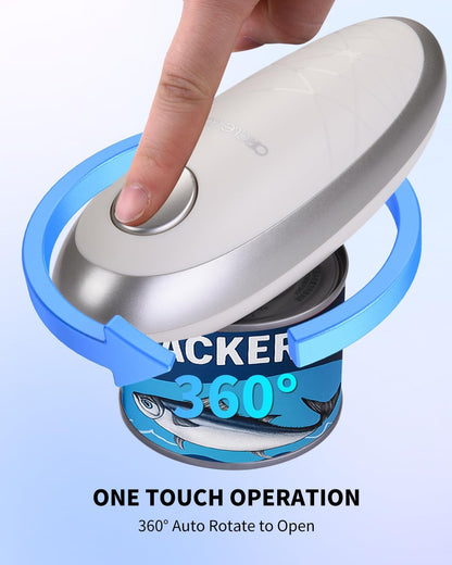 CIRCLE JOY Electric Can Opener, One-Touch Automatic Can Opening with Smooth Edges, Food Safety Handheld Battery-Operated Can Opener for Kitchen and Seniors, Black