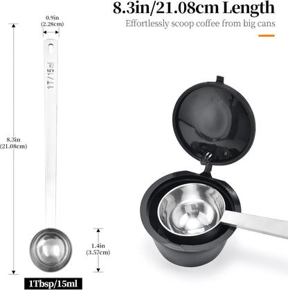 Long Handle Coffee Scoop: 5.64 Inch 18/8 Stainless Steel 1 Tablespoon Metal Measuring Spoon Tbsp Scoop for Coffee Beans, Grounds Coffee, Coffee Powder, Tea, Tall Jars (1Tbsp/15ml)