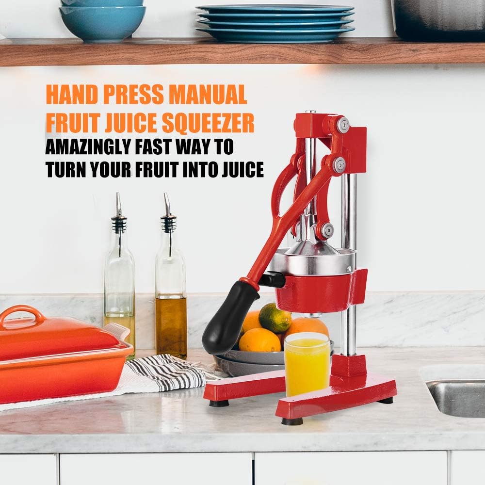 Commercial Heavy Duty Cast Iron Hand Press Manual Orange Citrus Lemon Lime Grapefruit Pomegranate Fruit Juice Squeezer Machine with Stainless Steel Cup