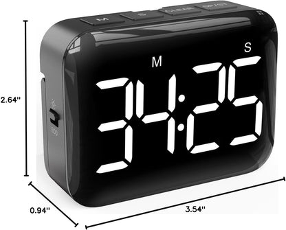 VOCOO Magnetic Kitchen Timer for Cooking with Count Up Countdown, Digital Timer Battery Powered with Large Display, 2 Brightness and Volume Levels for Classroom, Teacher, Kids (Red)