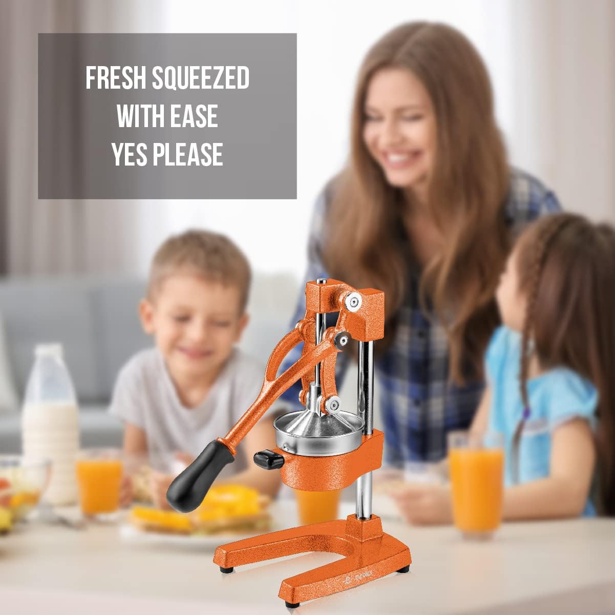 Eurolux Ultra-Premium Cast Iron Juicer | Extra-Large, Heavy Duty, Commercial Grade, Stainless Steel Manual Hand Press Citrus Squeezer For Fresh Orange Juice, Pomegranate, Lemon, and Much More (Gray)