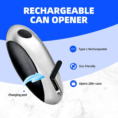 Rechargeable Electric Can Opener, One-Touch, Smooth Edge, USB-C Fast Charge, for Seniors, White