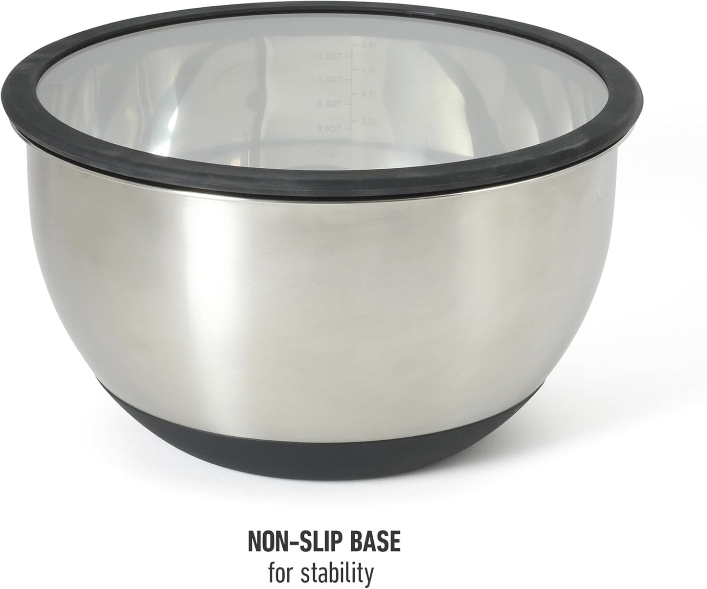 Calphalon Orbit 3 Piece Mixing Bowl Set with Acacia Wood Lids, Nesting Kitchen Mixing Bowls for Baking, Cooking, Meal Prep and Food Storage, Durable Design with Airtight Style Covers