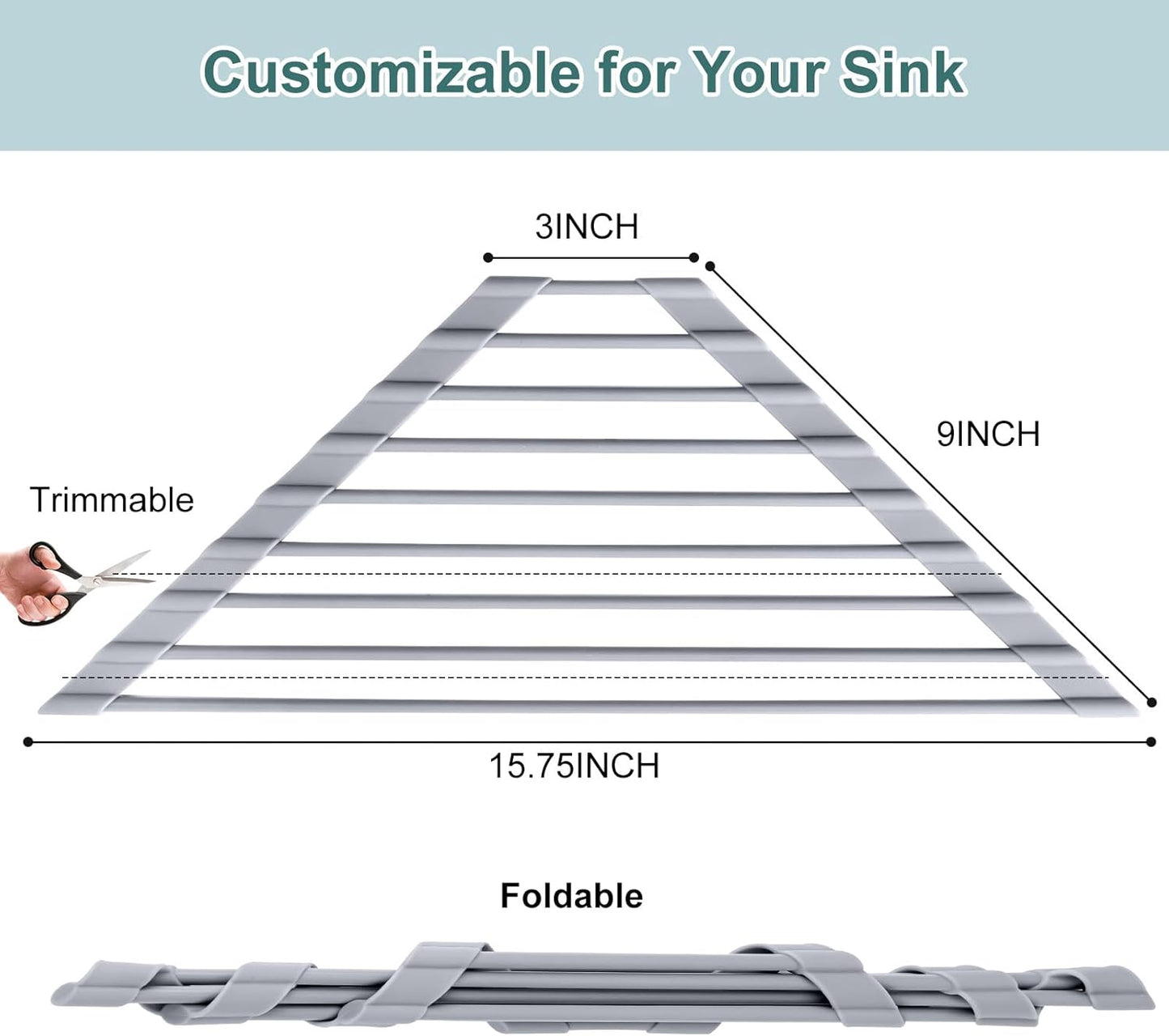 MERRYBOX Roll Up Over The Sink Dish Drying Rack Silicone Wrapped Foldable, Heat-Resistant, Anti-Slip Sink Rack Multipurpose Dish Drainer for Kitchen Sink Counter - White, 17.5" x 11"