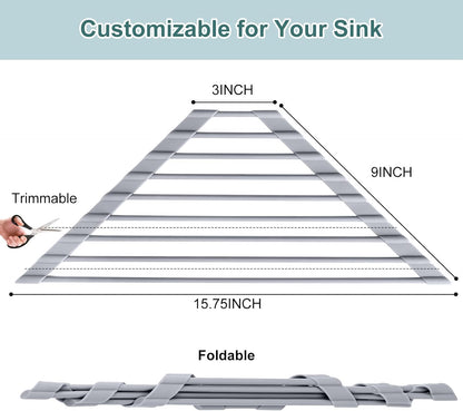 MERRYBOX Roll Up Over The Sink Dish Drying Rack Silicone Wrapped Foldable, Heat-Resistant, Anti-Slip Sink Rack Multipurpose Dish Drainer for Kitchen Sink Counter - White, 17.5" x 11"