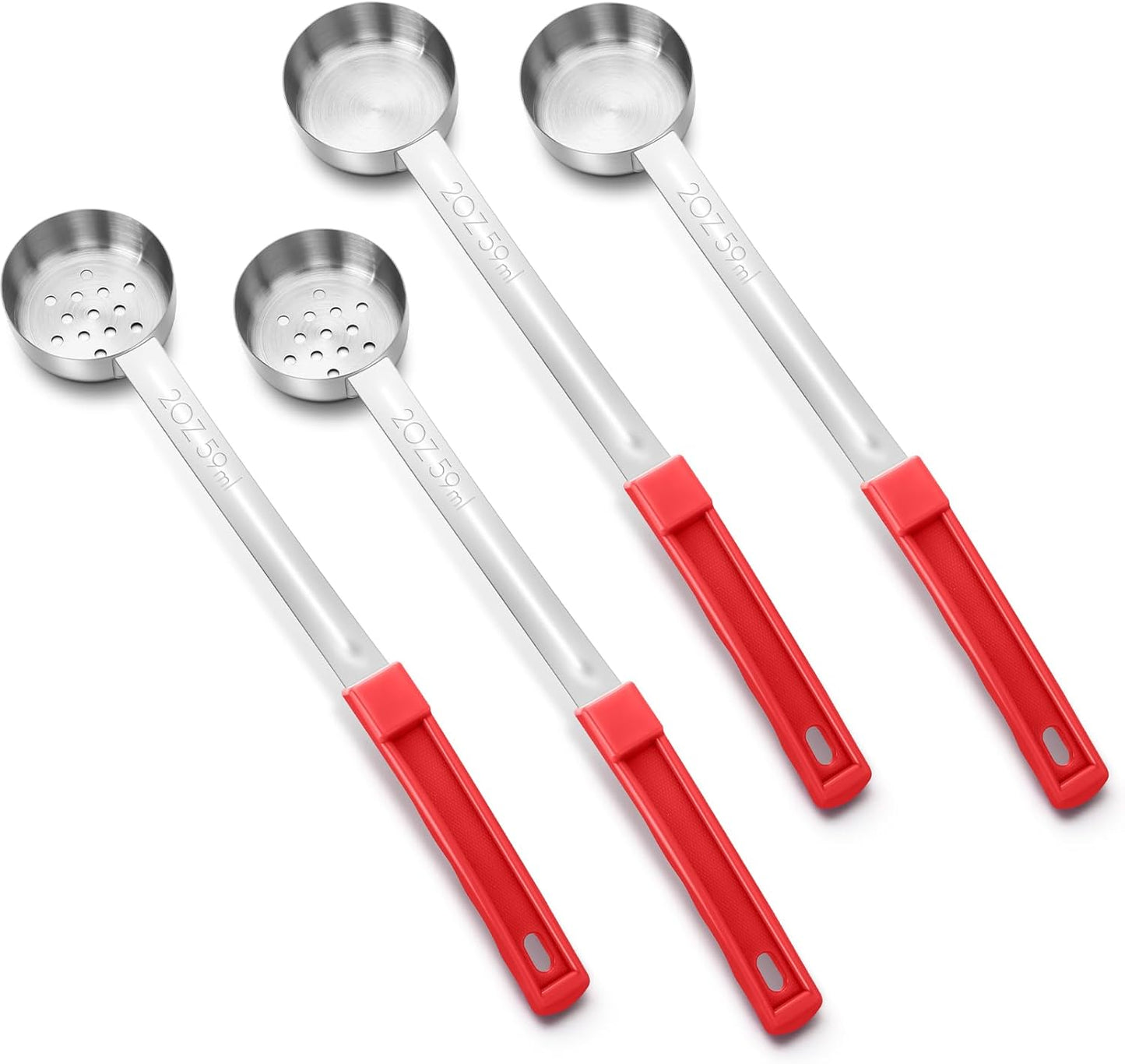 Teenyyou 4 Pcs Portion Control Serving Spoons Portion Control Spoons Ladle Scoops Food Measuring Utensils Proportion Manage Slotted and Unslotted Scoops for Weight Loss(Green,4oz)