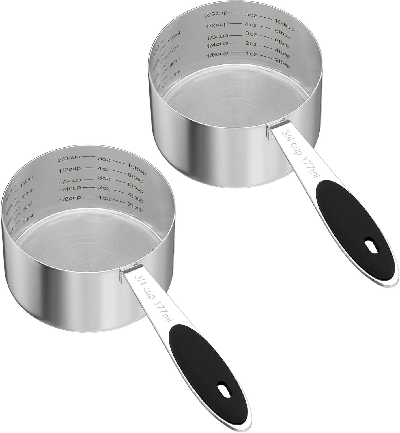 LEIFENY 2PCS 1/8CUP(30ml) Dog Cat Food Scoop, Stainless Steel Measuring Cup, Metal Pet Scooper with Inner Precision Scale Measurement
