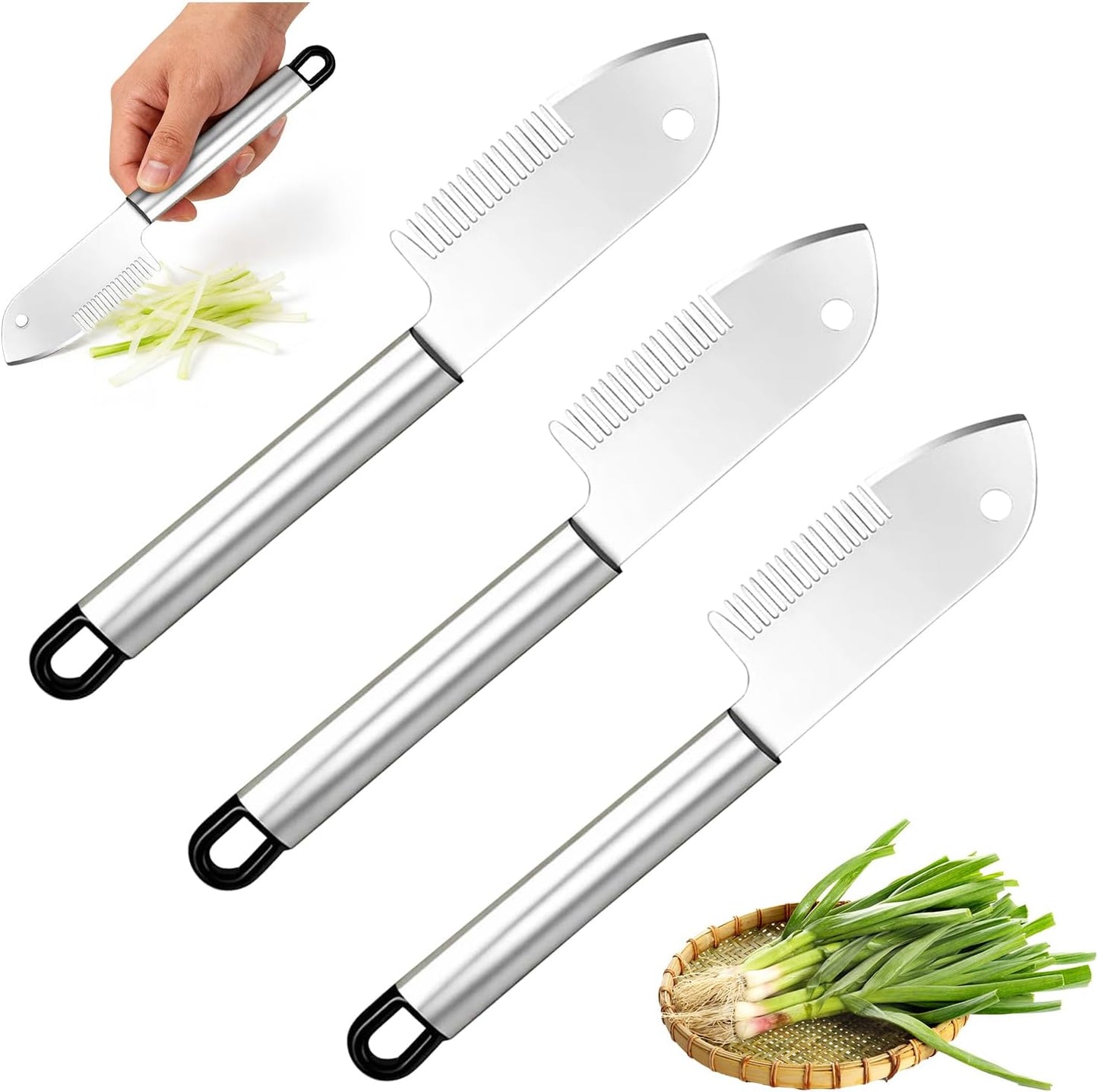 3pcs New Stainless Steel Multi-purpose Julienne Peeler, Vegetable Julienne Slicer Handheld, Quick & Easy Kitchen Shredder Tool, Comfortable Handle & Hanging Hole for Carrot, Cucumber