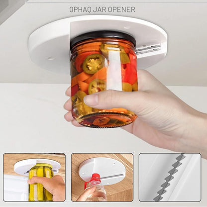 Under Cabinet Jar Opener, Original Jar Lid Opener, Ideal for Seniors, Weak Hands, Arthritis, White Plastic, Cylindrical Shape, Kitchen & Office Use