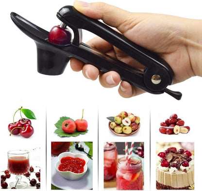 Cherry Pitter Tool, Cherry Stoner Olive Pitter Tool, Portable Kitchen Tool with Space-Saving Lock Design - Black