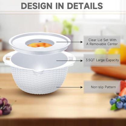4-1 Colander with Bowl Set - Pasta Strainer - Colander for Kitchen - Strainers and Colanders Rice Strainer Fruit Cleaner Veggie Wash Sink Strainer Kitchen Essentials - Black