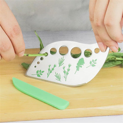 Herb Stripper,Green 9 holes Stainless Steel Kitchen Herbs Leaf Stripping Tool, Metal Herb Peeler for Kale, Collard Greens, Thyme, Basil, Rosemary Stripper, 5.1*2.5 inch, Silver