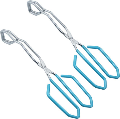 HINMAY Kitchen Scissor Tongs 10-Inch with Comfort-Grip Handle Heavy Duty Stainless Steel Scissor Cooking Tongs