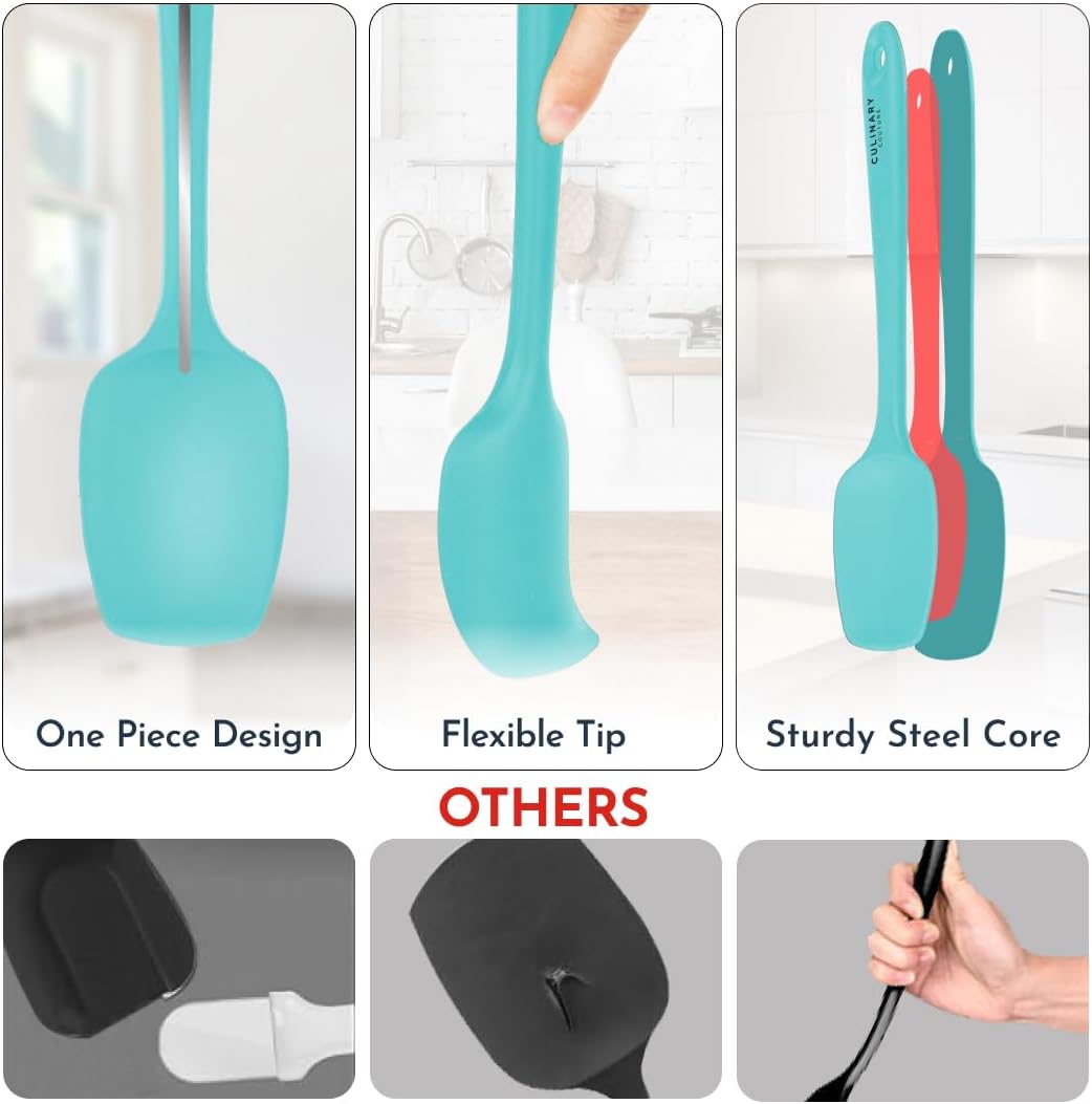 4-Piece Silicone Baking Spatula Set - Rubber Spatulas Silicone Heat Resistant, BPA-Free - Spatula Set for Nonstick Cookware - Baking Essentials