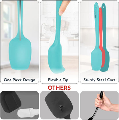 4-Piece Silicone Baking Spatula Set - Rubber Spatulas Silicone Heat Resistant, BPA-Free - Spatula Set for Nonstick Cookware - Baking Essentials