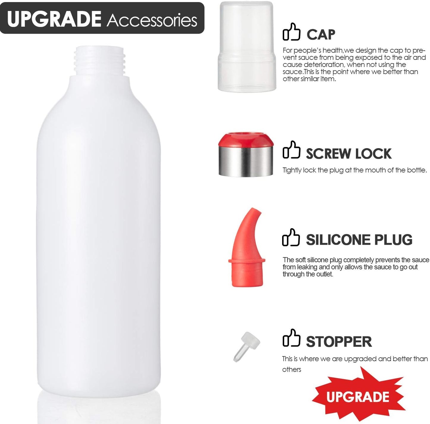 Condiment Squeeze Bottle Sauce Squeeze Squirt Bottle for Kitchen Plastic Syrup Container Food Dispenser for Oil Ketchup Griddle Hot Sauce