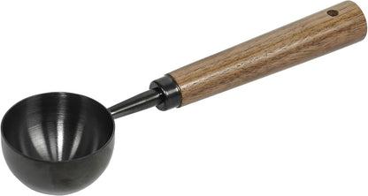 Stainless Steel Coffee Scoop with Walnut Handle - 2 Tablespoon Metal Measuring Spoon for ground Coffee, Espresso, Bath Salts, Formula - Durable Multi-Purpose Scooper (Silvery)
