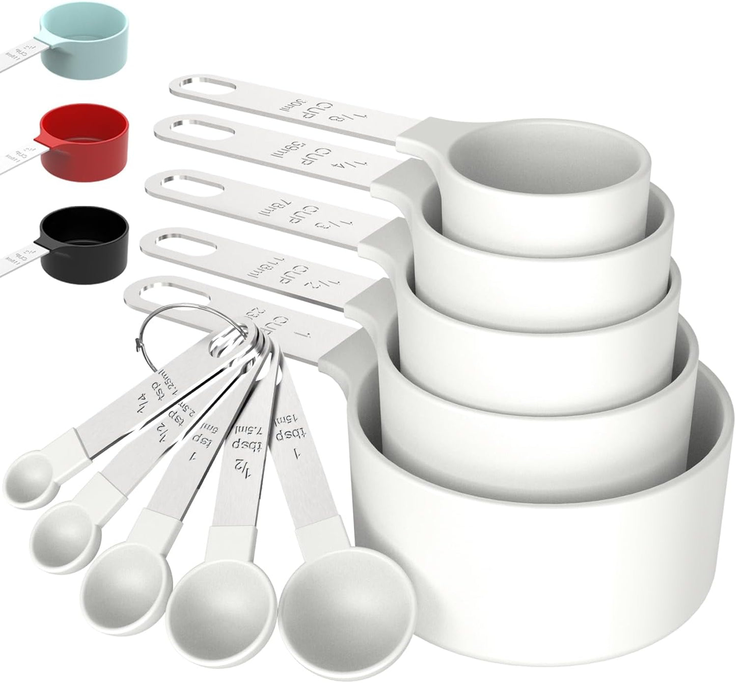 TILUCK Measuring Cups & Spoons Set, Stackable Cups and Spoons, Nesting Measure Cups with Stainless Steel Handle, Kitchen Gadgets for Cooking & Baking (Green)