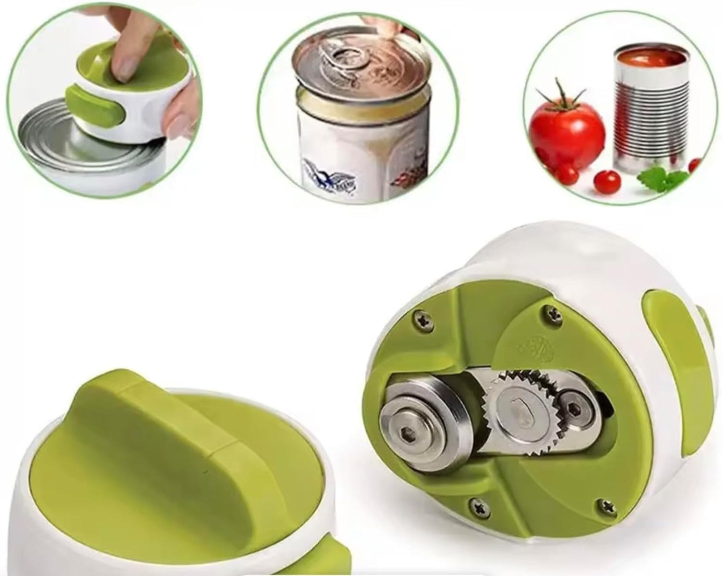 Can Opener with Ergonomic Handle the easier way to open any can – Stainless Steel Blade, Smooth Edge, Easy Turn