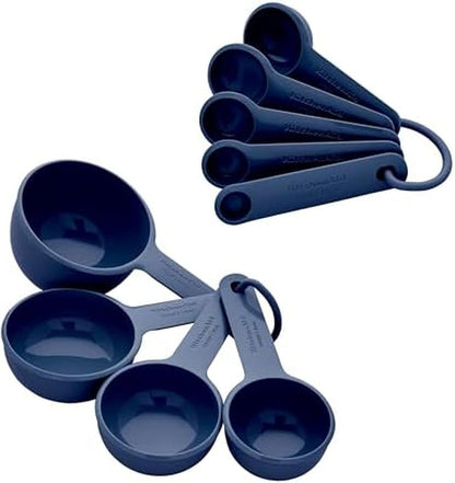 KitchenAid Universal Easy To Read Measuring Cup and Spoon Set with Soft Grip Handle for Maximum Control, Hang Hole and Nesting For Easy Storage, Dishwasher Safe, 9 Piece, Pistachio