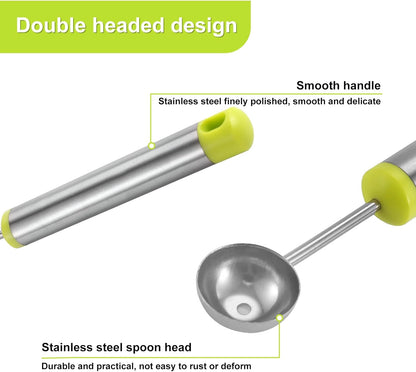 2-in-1 Stainless Steel Watermelon Fruit Cutter Slicer Tool and Melon Baller Scoop Fruit Ball Cutter Set, Dual Head Fork Knife Melon Cutter Cutting Tool.